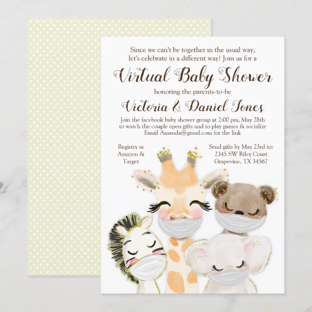 Animals with Masks Drive Through Covid Baby Shower Invitation Zazzle