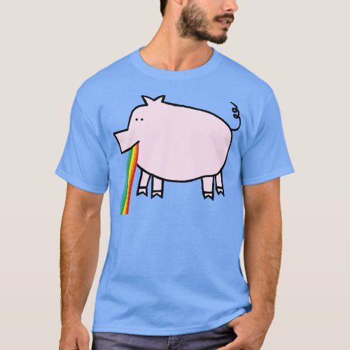 Animals with Rainbow Puke Pink Pig T_Shirt