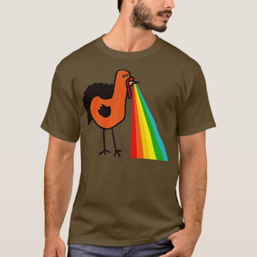 Animals with Rainbow Puke Thanksgiving Turkey T_Shirt