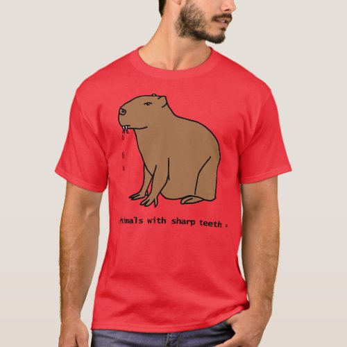 Animals with Sharp Teeth Halloween Horror Capybara T_Shirt