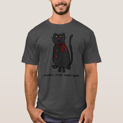 Animals with Sharp Teeth Halloween Horror Cat T_Shirt
