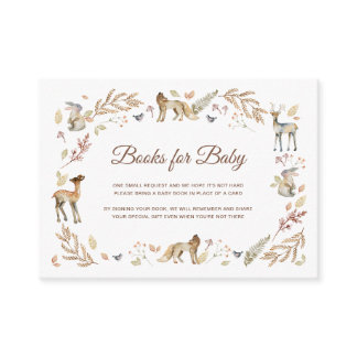 Animals Woodland Baby Shower Books for Baby Enclosure Card