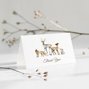 Animals Woodland Baby Shower Letterpress Thank You Card
