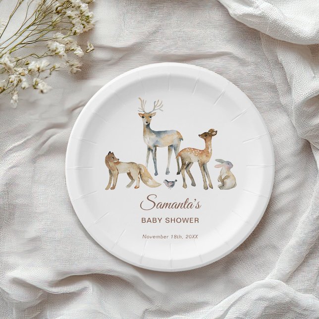 Animals Woodland Baby Shower Paper Plates (Creator Uploaded)