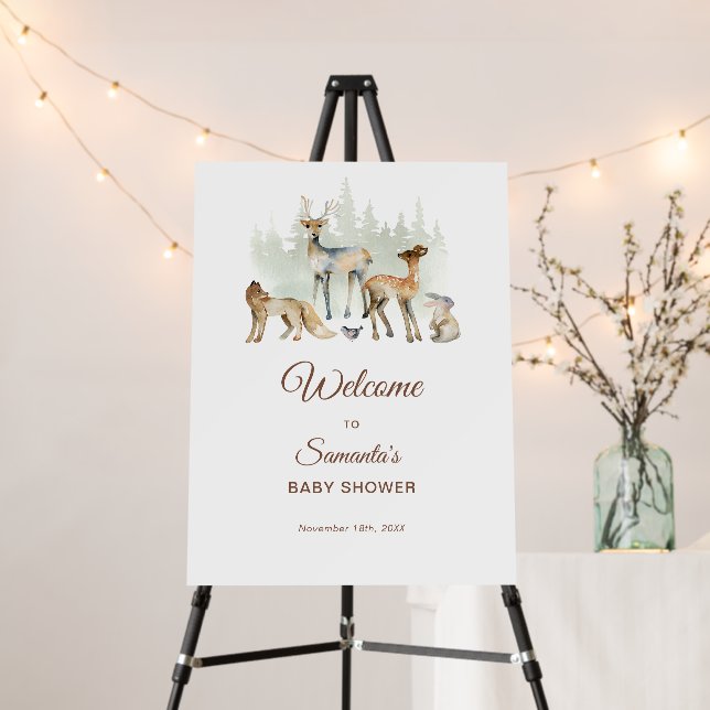 Animals Woodland Baby Shower Welcome Foam Board (In Situ (Stand))