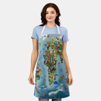 Animals World Map Apron