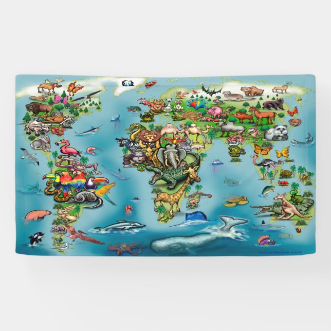 Animals World Map Banner (Horizontal)