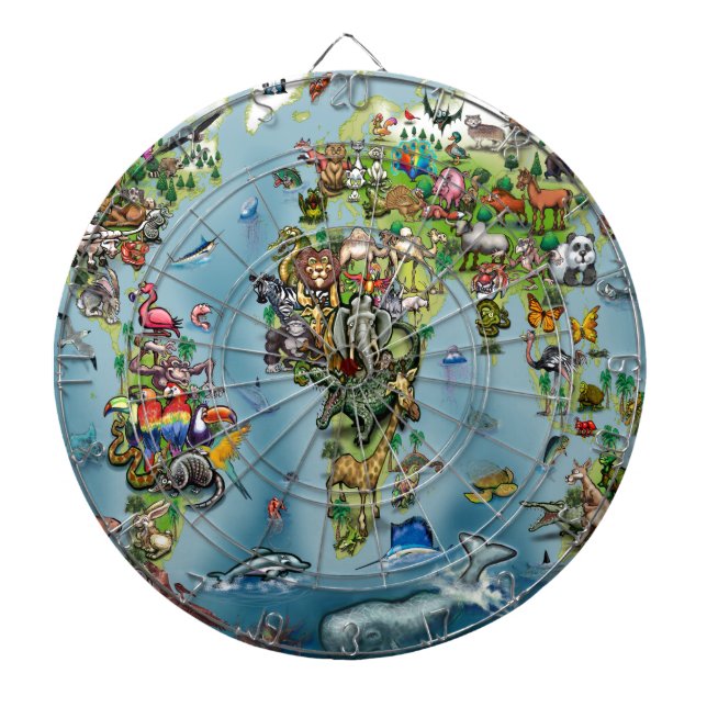 Animals World Map Dart Board (Front)