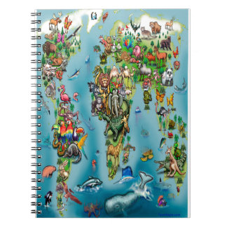 Animals World Map Notebook