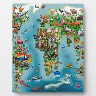 Animals World Map Plaque