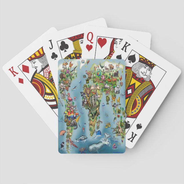 Animals World Map Poker Cards (Back)