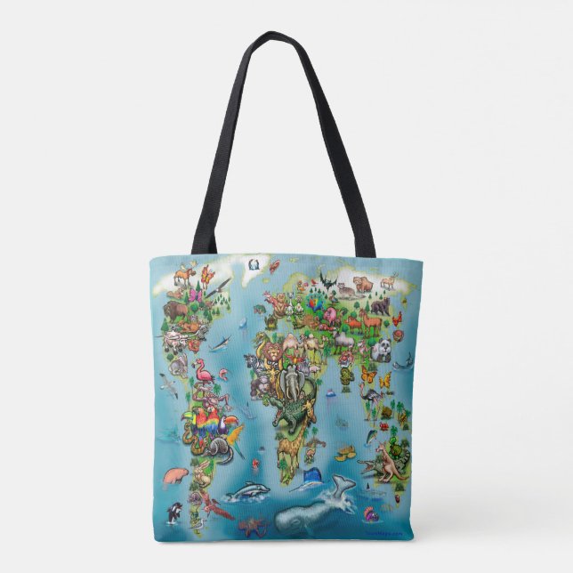 Animals World Map Tote Bag (Back)