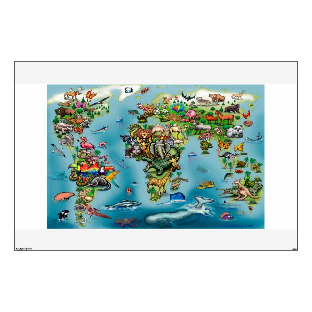 Animals World Map Wall Decal (Front)