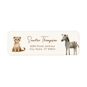 Animals Zebra Lion Safari Return Address Label