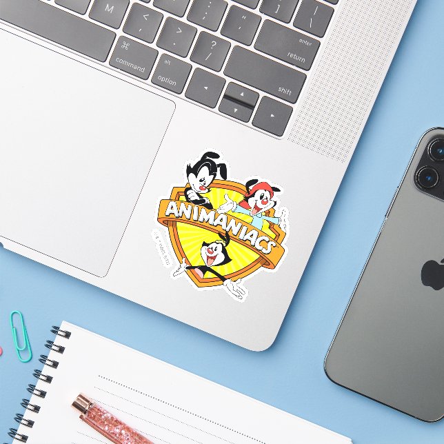 Animaniacs | Warner Brothers & Sister WB Shield Sticker (Laptop w/ iPhone)