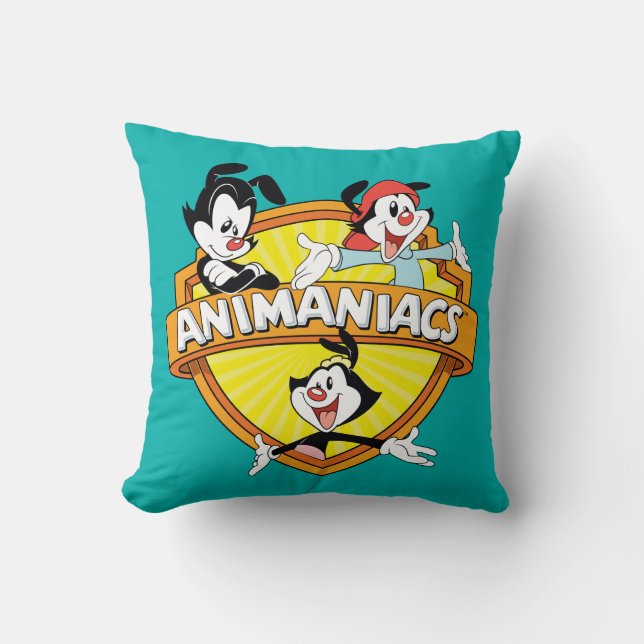 Animaniacs | Warner Brothers & Sister WB Shield Throw Pillow (Front)