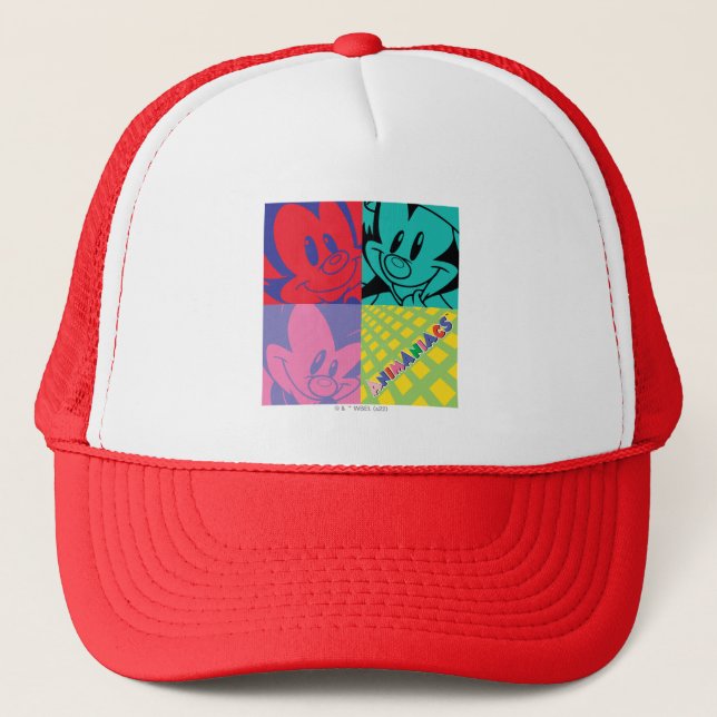 Animaniacs | Warner Siblings Pop Art Graphic Trucker Hat (Front)