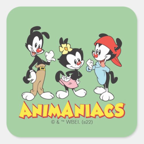 Animaniacs  Yakko Dot and Wakko Standing Square Sticker