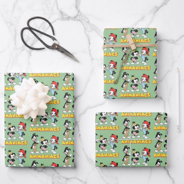 Animaniacs | Yakko, Dot, and Wakko Standing Wrapping Paper Sheets (Front)