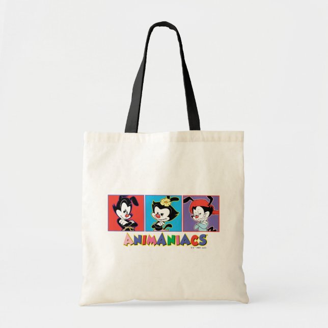 Animaniacs | Yakko, Dot, & Wakko Panel Graphic Tote Bag (Front)