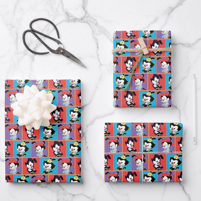 Animaniacs | Yakko, Dot, & Wakko Panel Graphic Wrapping Paper Sheets (Front)