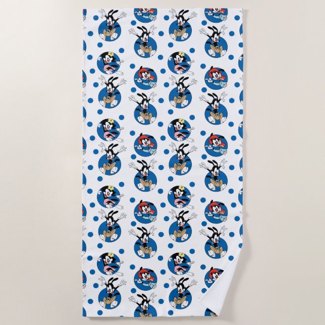 Animaniacs | Yakko, Wakko, & Dot Circle Pattern Beach Towel (Front)