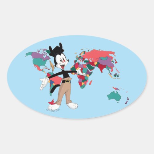Animaniacs  Yakkos World Map Graphic Oval Sticker