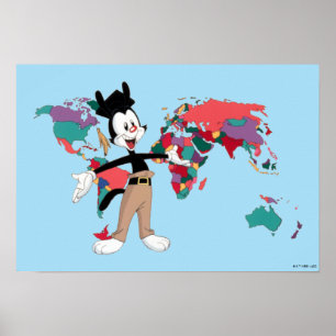 Animaniacs Yakko's World Map Graphic Poster