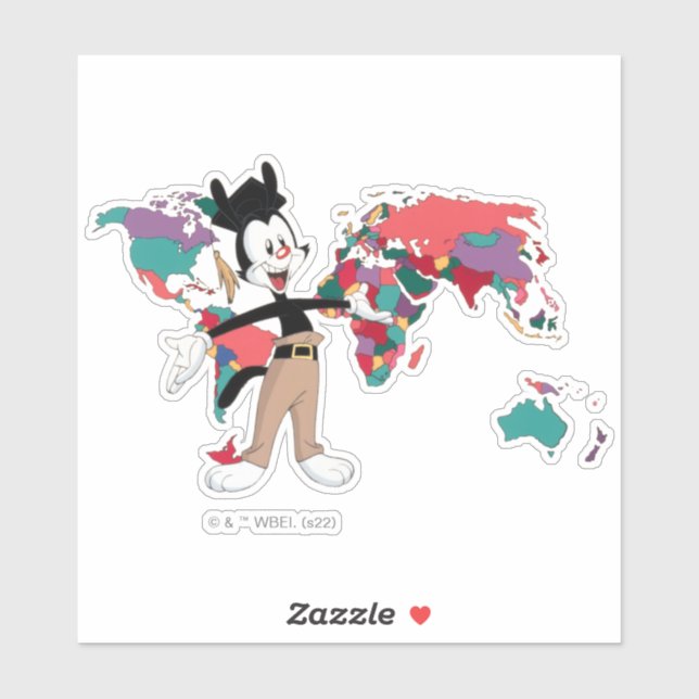 Animaniacs | Yakko's World Map Graphic Sticker | Zazzle