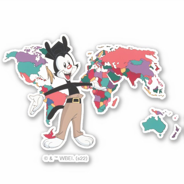 Animaniacs | Yakko's World Map Graphic Sticker | Zazzle