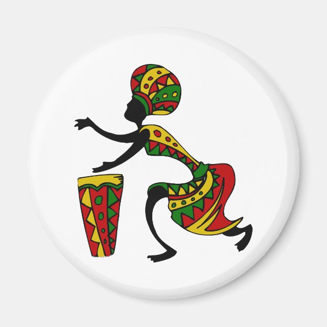 Animated African Drummer Magnet (Front)