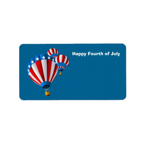 Animated American Flag July 4th Hot Air balloon Label