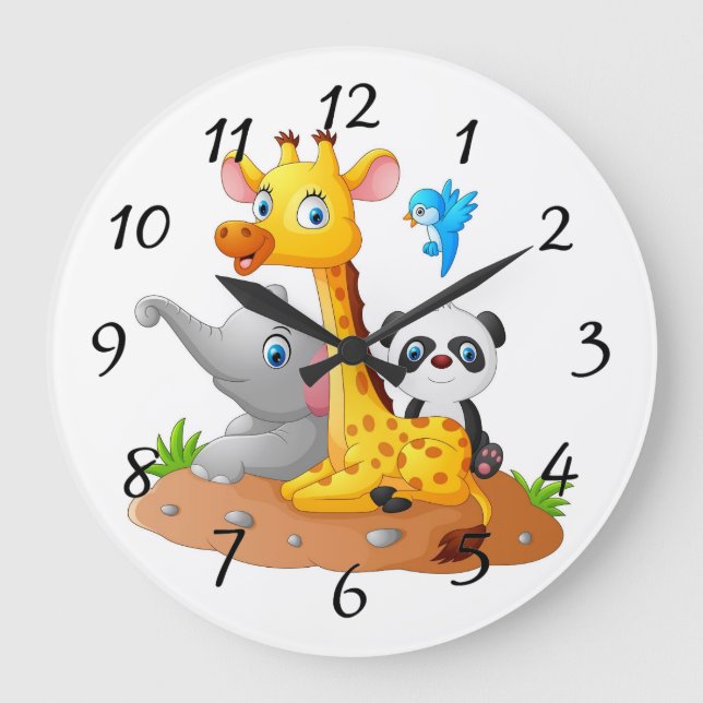 Animated Animals Background Large Clock (Front)