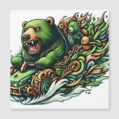 Animated Bears Riding a Green Car (Front)