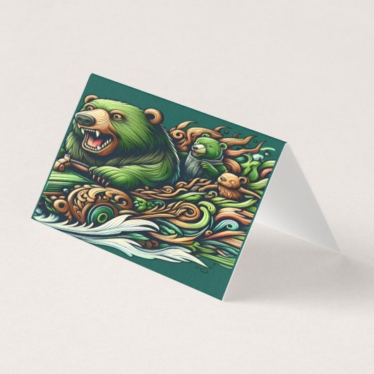 Animated Bears Riding a Green Car (Front)