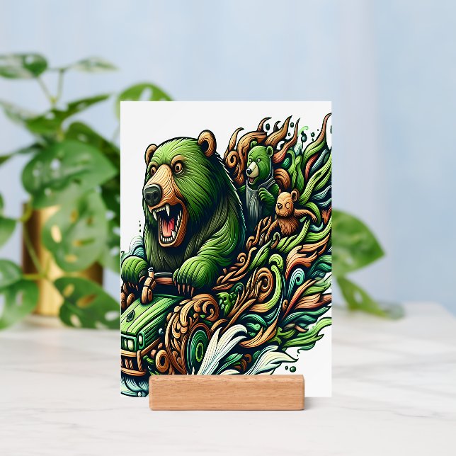 Animated Bears Riding a Green Car  Holder (Insitu 3 (Back))
