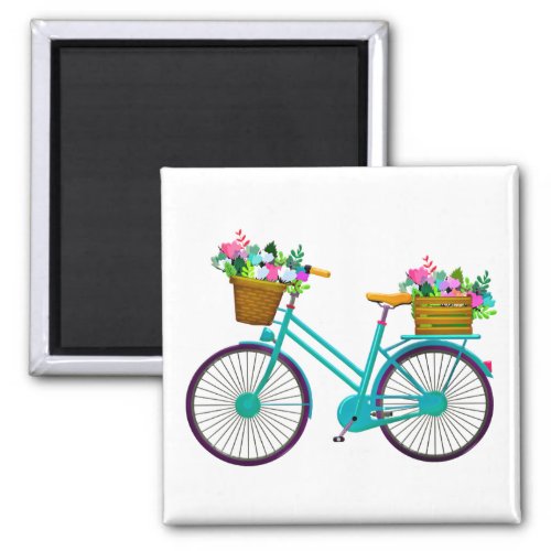 Animated bicycle with flower basket  magnet