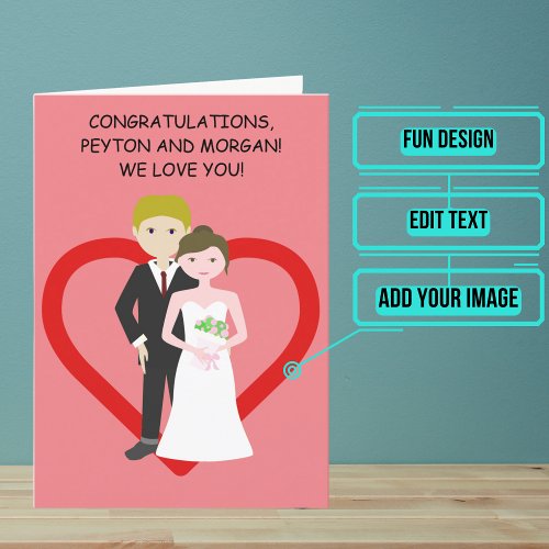 Animated Blond Couple Wedding Day Congratulations Card