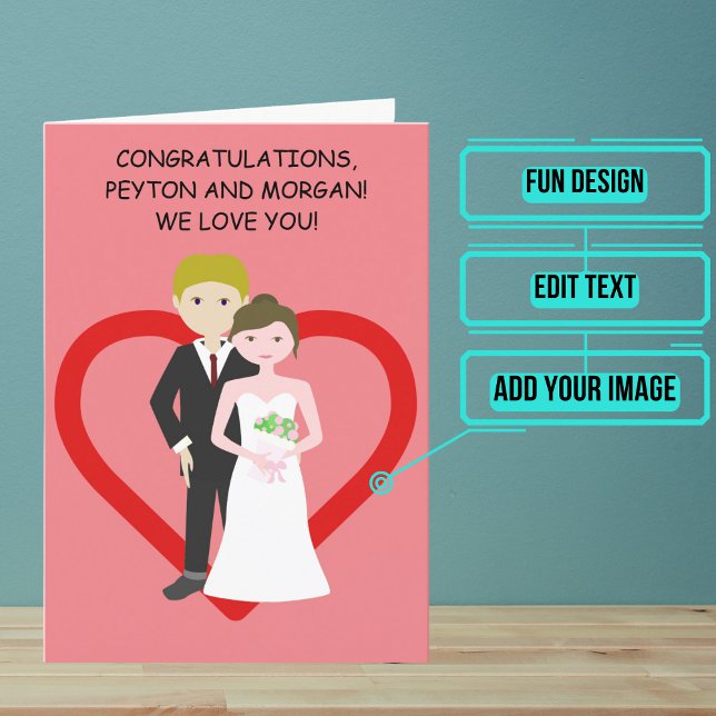 Animated Blond Couple Wedding Day Congratulations Card (Send your love and congratulations with a modern and unique twist.)