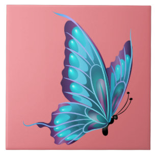 Animated Blue Butterfly Ceramic Tile