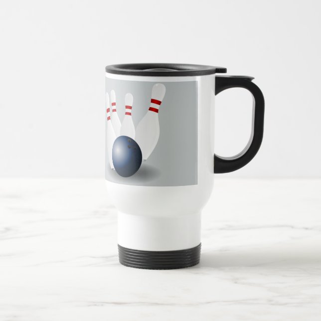 Animated bowling ball and pins travel mug (Right)