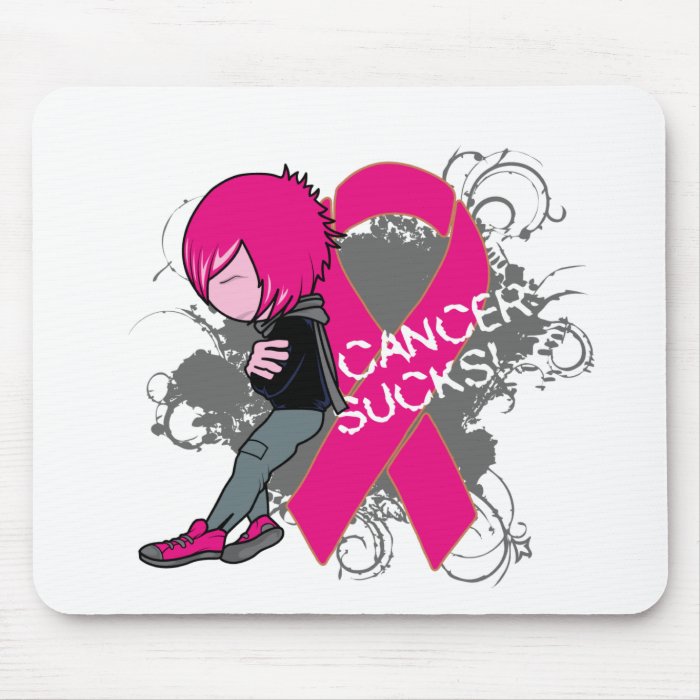 Animated Boy Cancer Sucks   Breast Cancer Mousepads