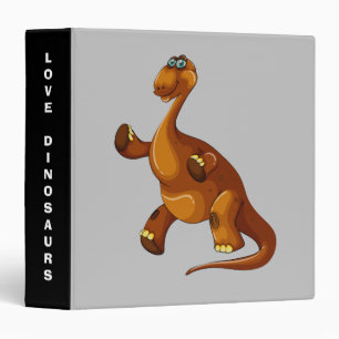 Animated Brown Dinosaur 3 Ring Binder