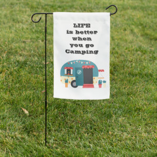 Animated camping trailer garden flag