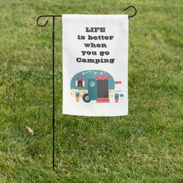 Animated camping trailer  garden flag (In SItu)