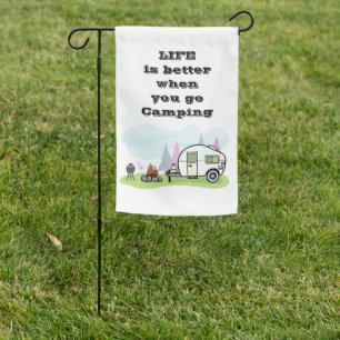 Animated camping trailer garden flag