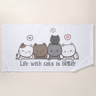 Animated Cat Beach Towel – cat owners gifts