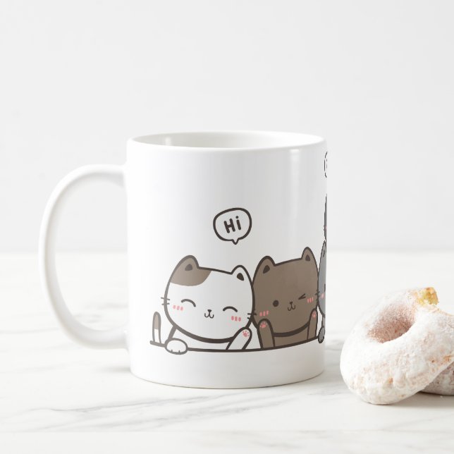 Animated Cat Mug - cute cat mug gift (With Donut)
