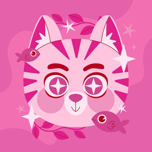 Animated Cat Otterbox Case ( Cat with sparkling eyes with a pink background!)