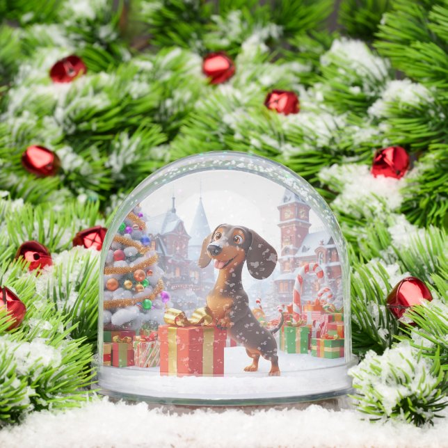 Animated Christmas Dachshund Snow Globe (Christmas)